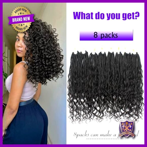 14 Inch Pre-Looped Goddess Box Braids Crochet Hair Extensions Protein Fiber main image 5